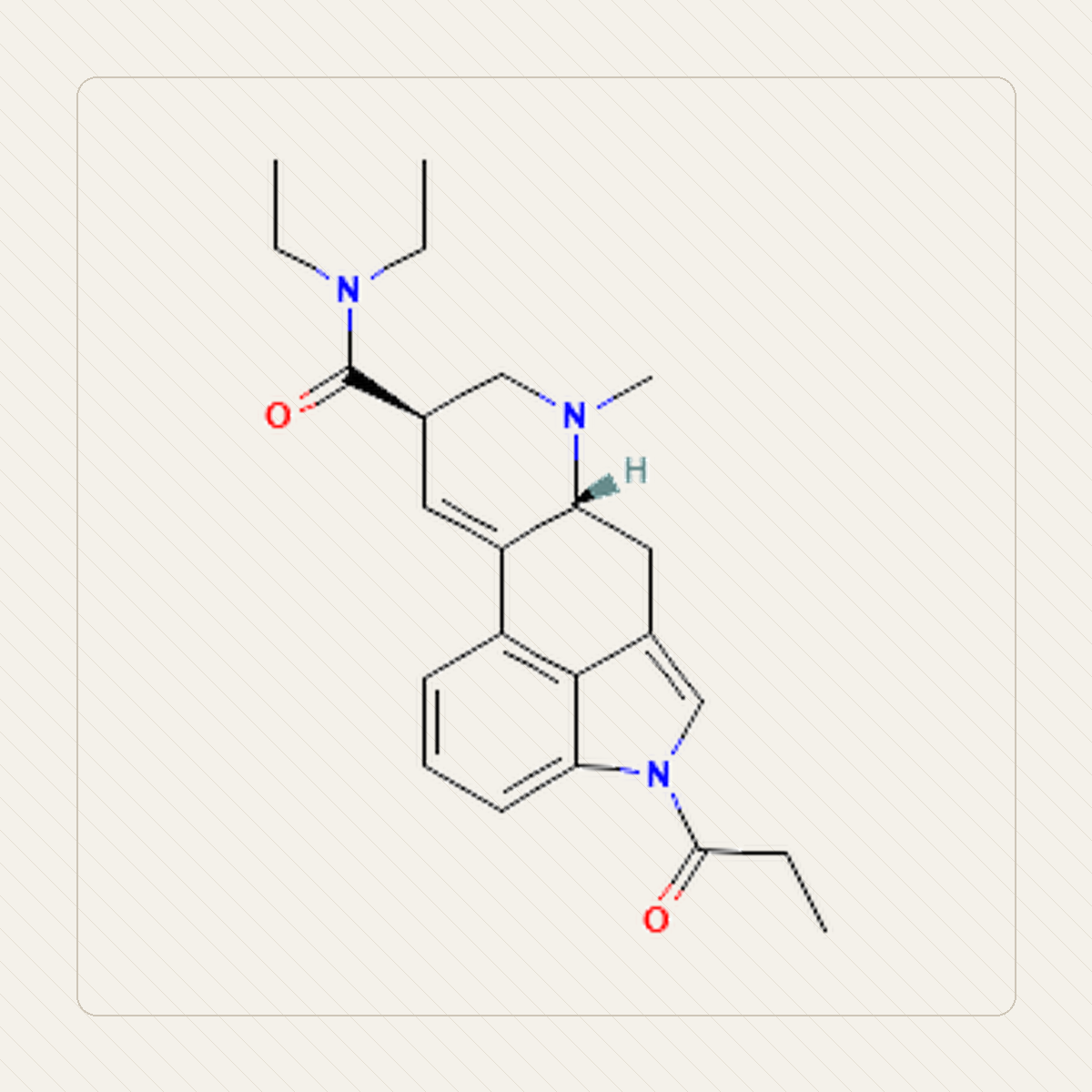 1P-LSD 1-propionylo-LSD، رسم تعليمي للبنية الجزيئية