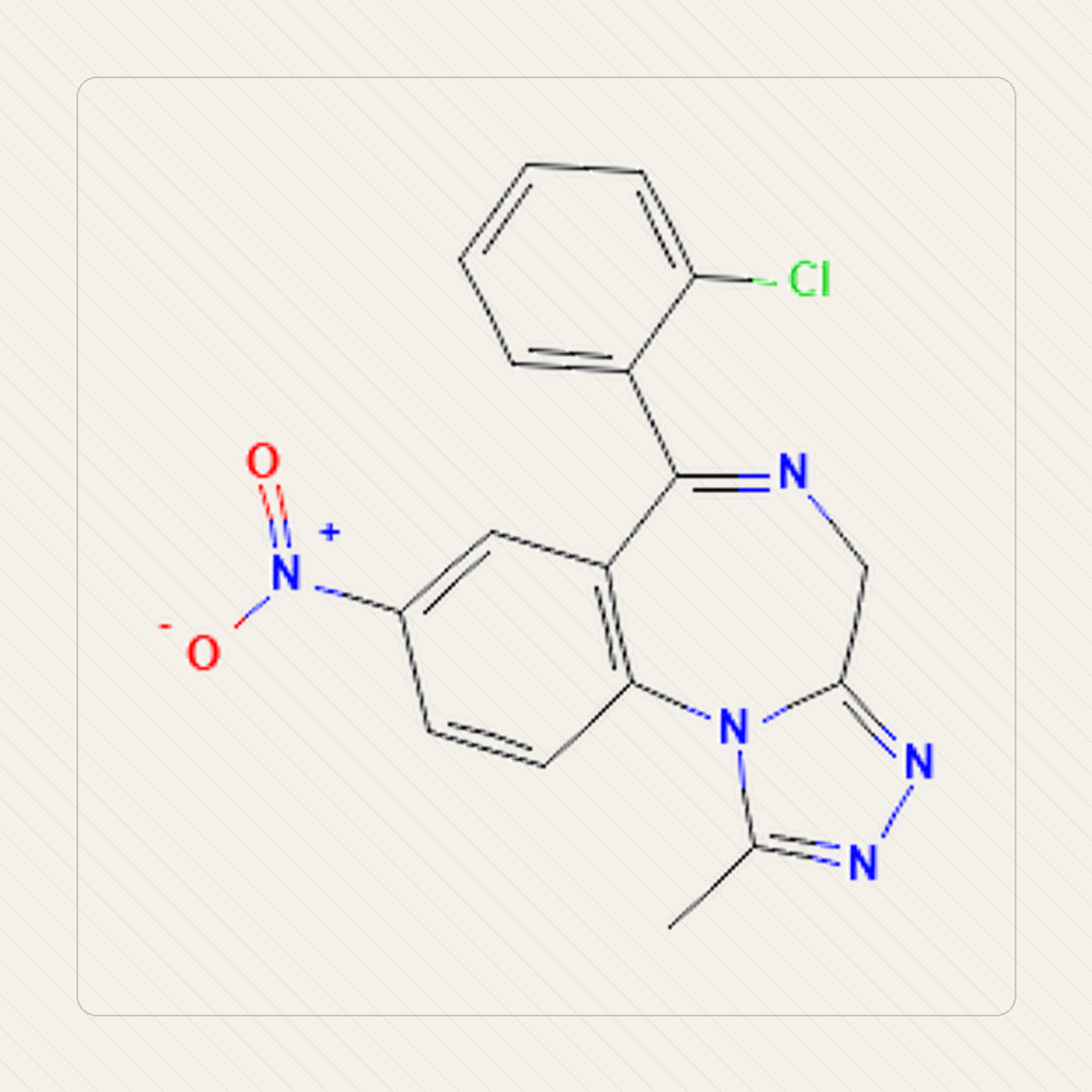 Klonazolam، رسم تعليمي للبنية الجزيئية