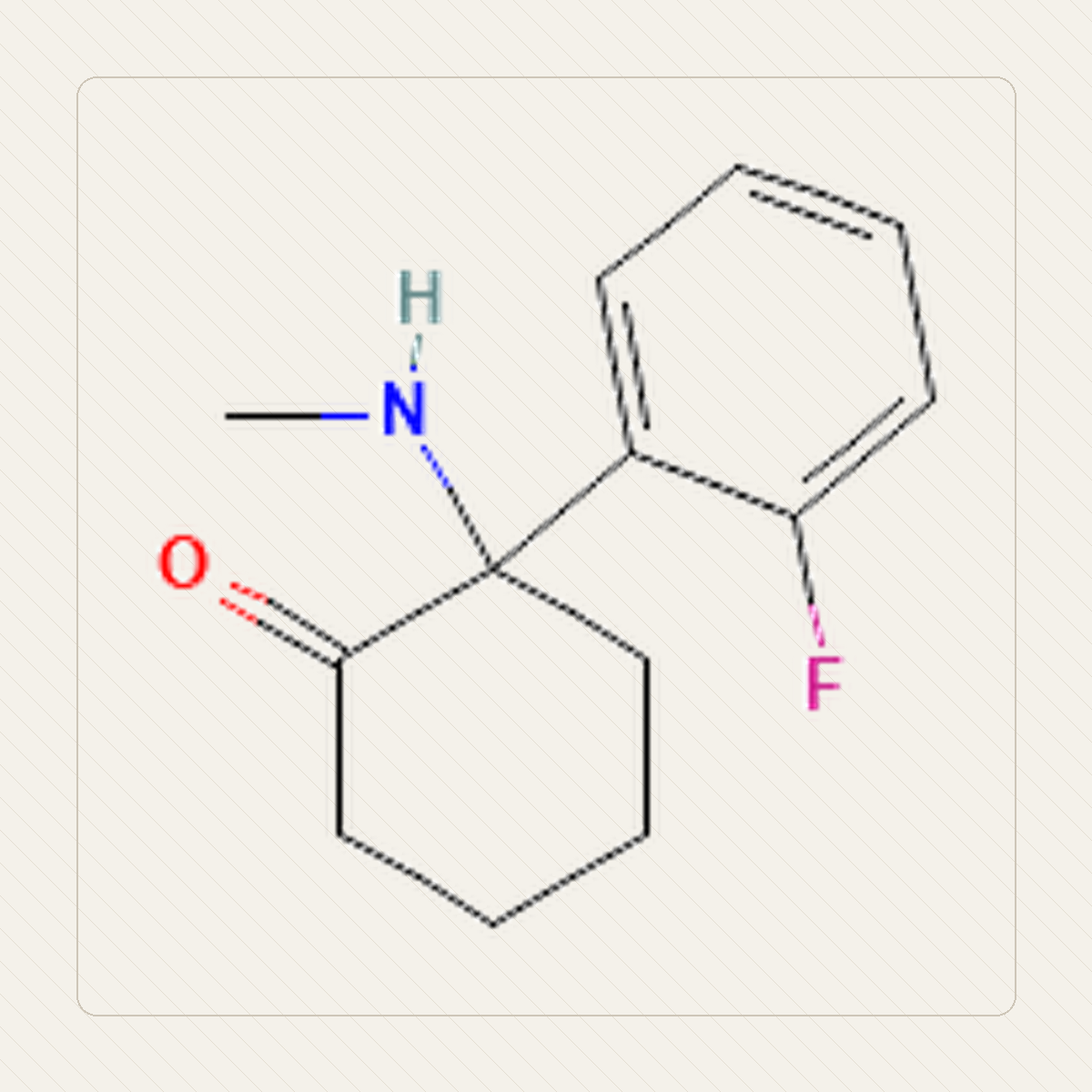 2-FDCK 2-fluorodeschloroketamina، رسم تعليمي للبنية الجزيئية
